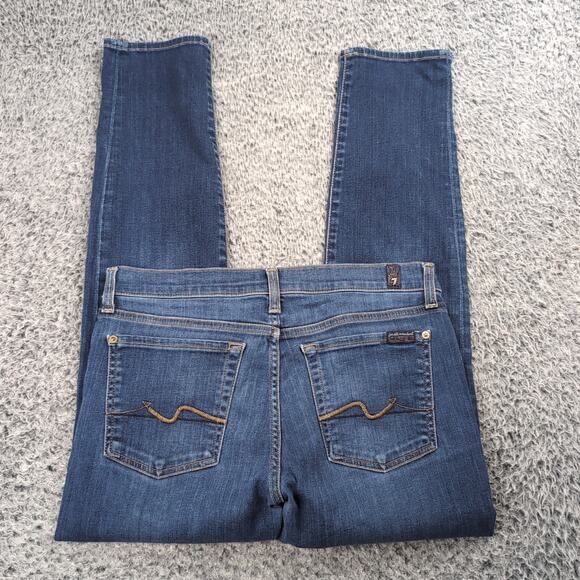 7 For All Mankind Jeans Women 27 Blue Distressed Josefina Denim Modern Casual - Picture 1 of 9